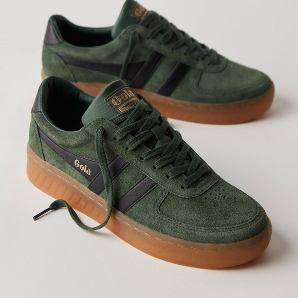 Gola Green Grandslam Suede Sneakers with Black Trim and Gum Sole - Picture 3 of 3